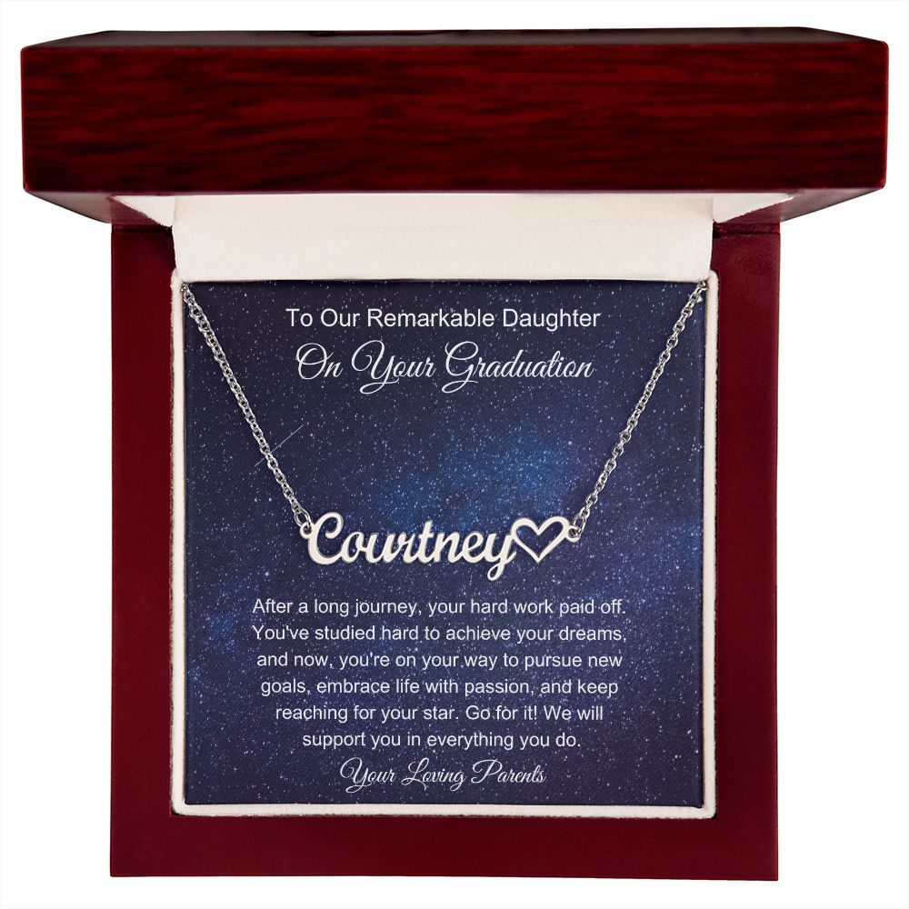 To Our Remarkable Daughter Personalized Heart Name Necklace