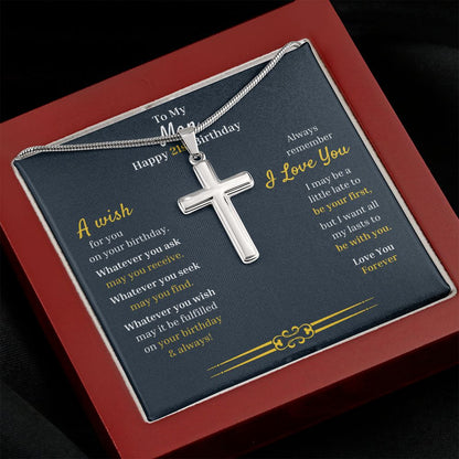 To My Man - Happy 21st Birthday Love You Forever Cross Necklace