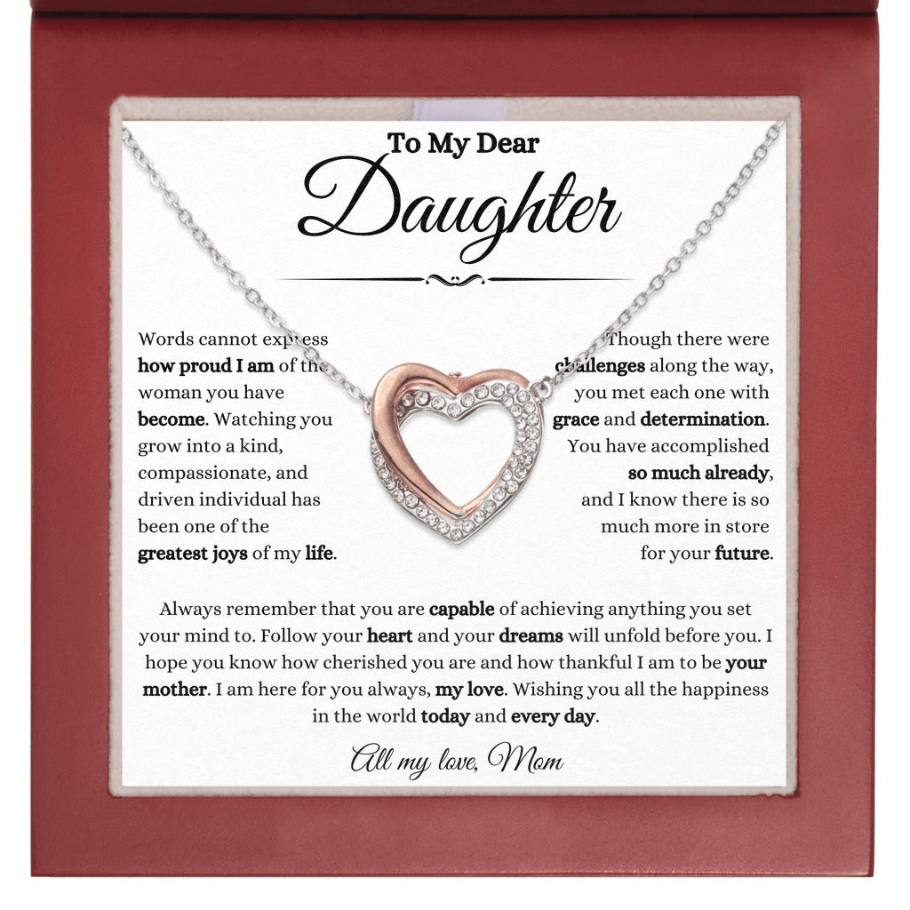 To My Daughter From Mom - Twin Flames - Interlocking Hearts Necklace