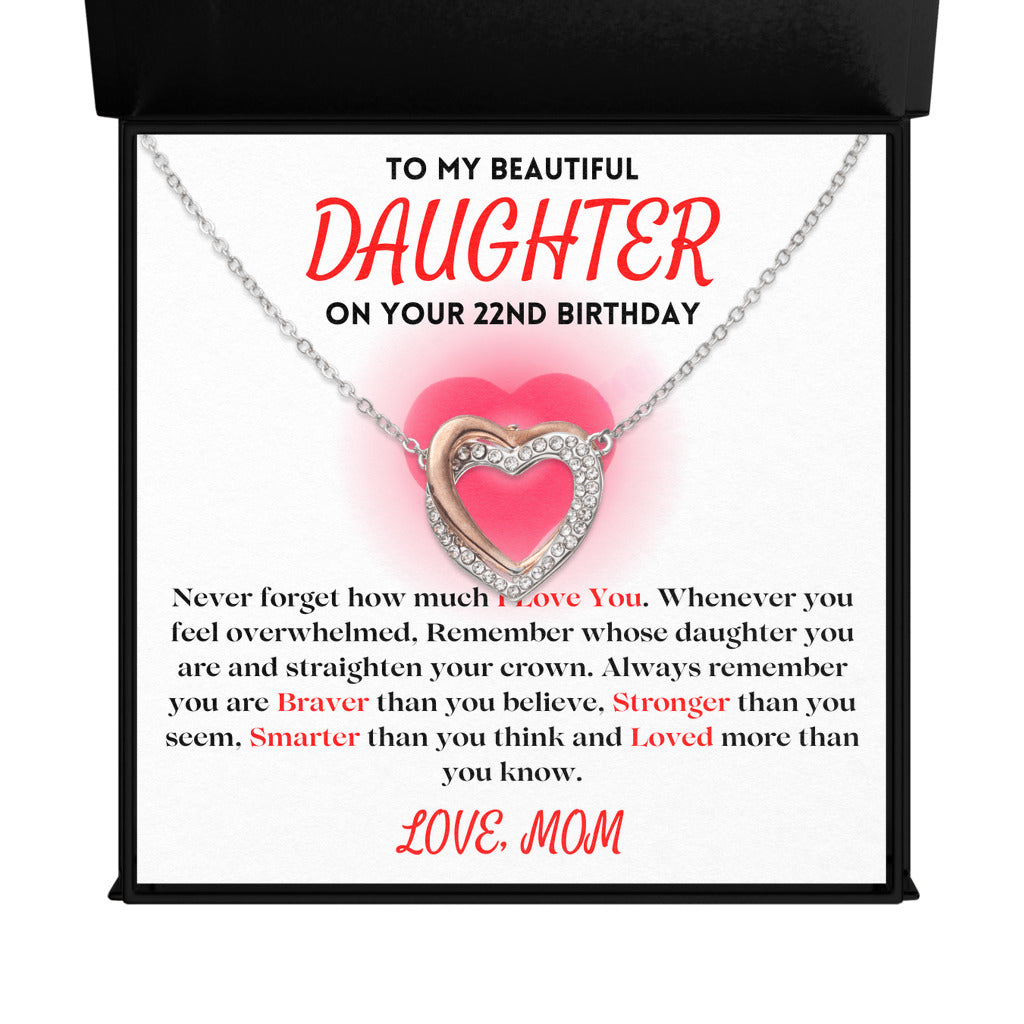 To My Beautiful Daughter Gift From Mom | On Your 22nd Birthday | Twin Flames Necklace