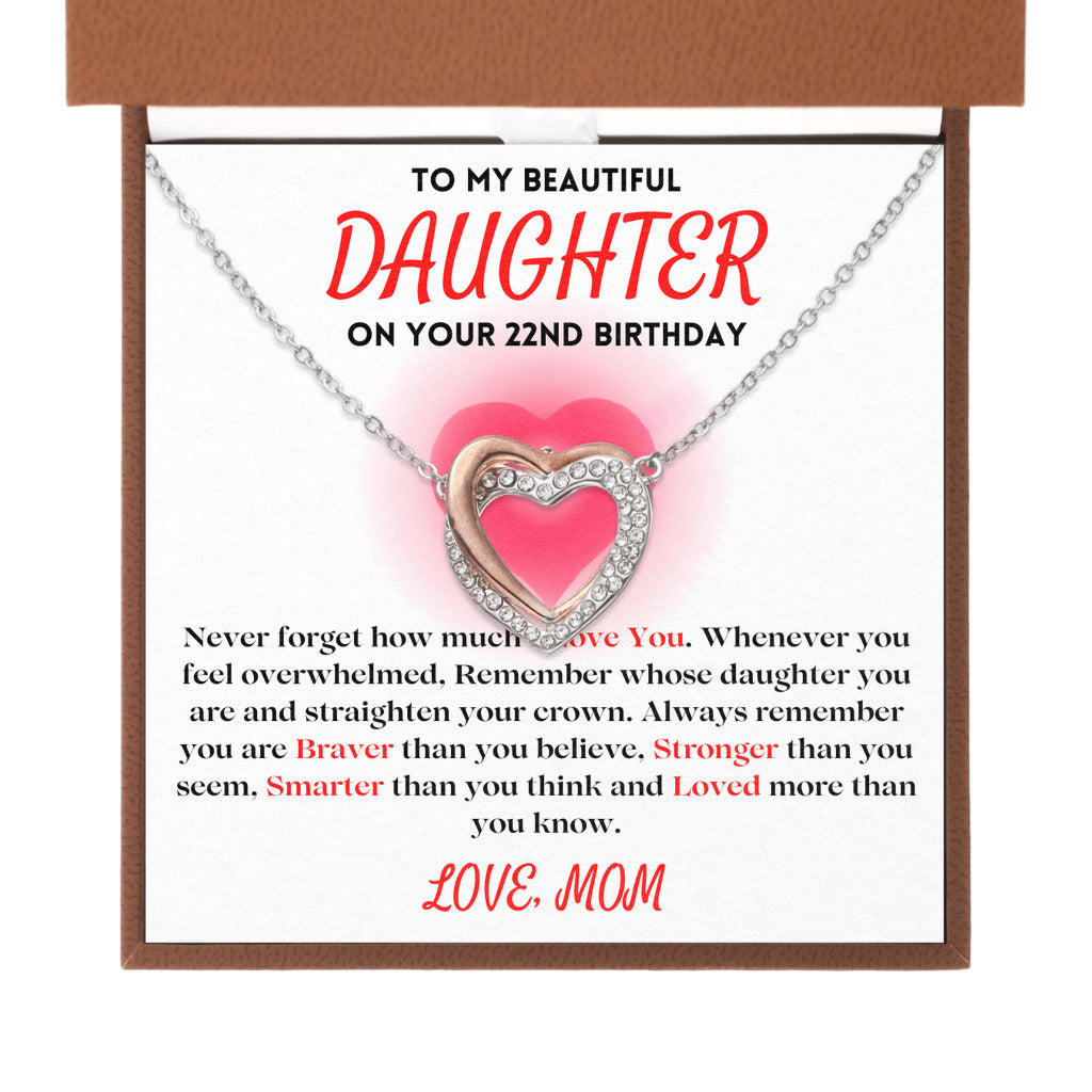 To My Beautiful Daughter Gift From Mom | On Your 22nd Birthday | Twin Flames Necklace