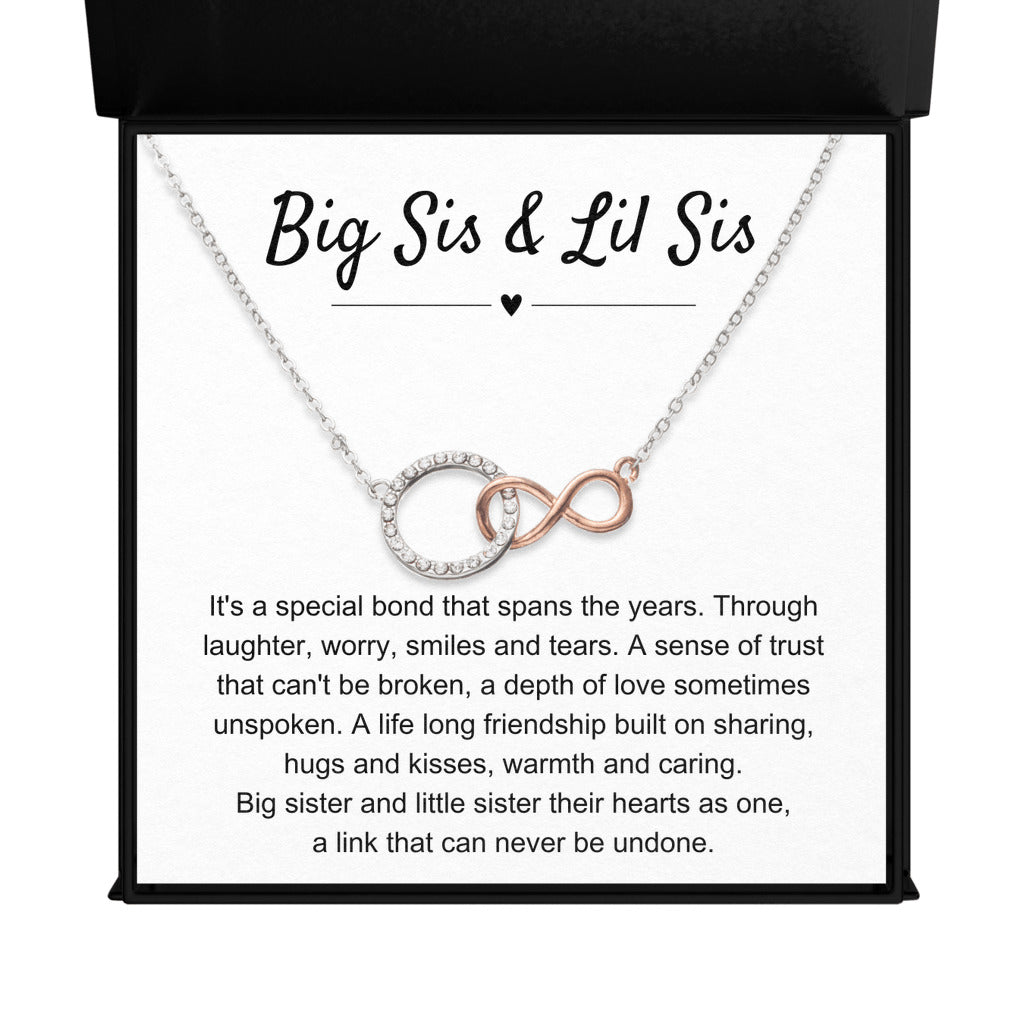 Big Sis & Lil Sis Gift, Birthday & Graduation Present, Infinite Bond Circle Necklace