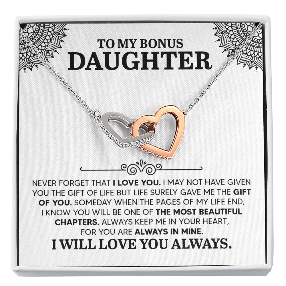 To My Daughter Necklace – Gift for Daughter’s Birthday and Graduation – Interlocking Hearts Necklace