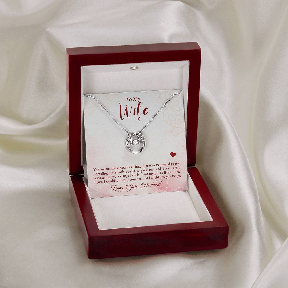 Birthday Gift for Wife from Husband - Emotional Jewelry for Anniversary & Valentine’s Day Too - Lucky In Love Necklace