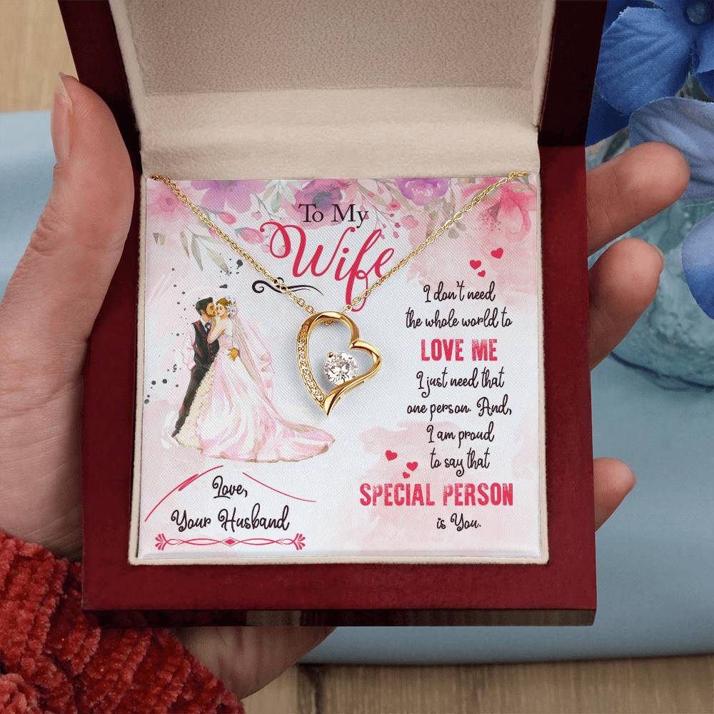 To My Beautiful Wife Necklace - Romantic Wife Gift for Christmas, Valentine’s Day & Anniversary Love Surprises - Forever Love Necklace