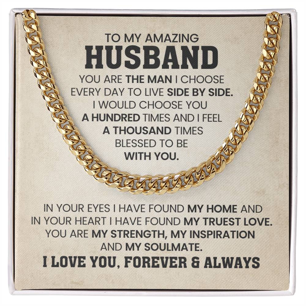 Cuban Link Chain for Him - You're the man I choose - Husband Birthday & Anniversary Gift from Wife