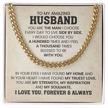 Cuban Link Chain for Him - You're the man I choose - Husband Birthday & Anniversary Gift from Wife