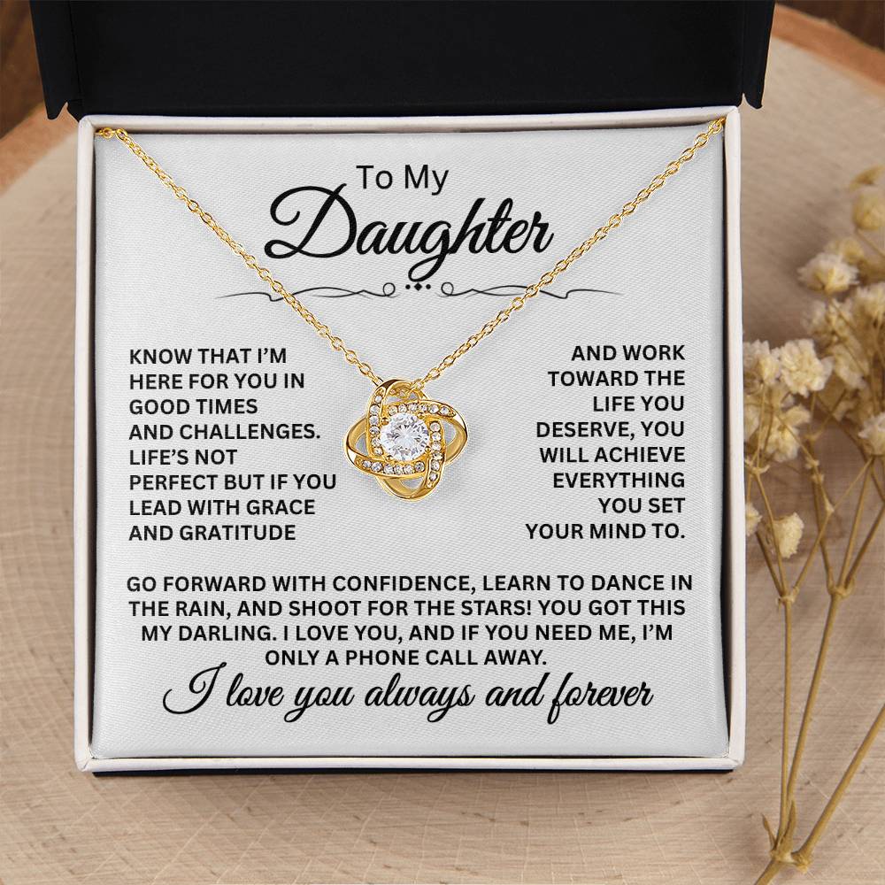 To My Daughter Necklace – Daughter Christmas Graduation Jewelry Gift – Love Knot Necklace