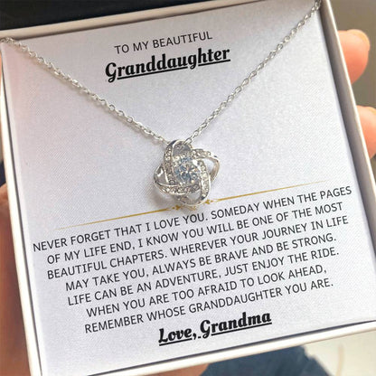 To My Granddaughter Necklace – Valentine Birthday Gift for Granddaughter from Grandma – Love Knot Necklace