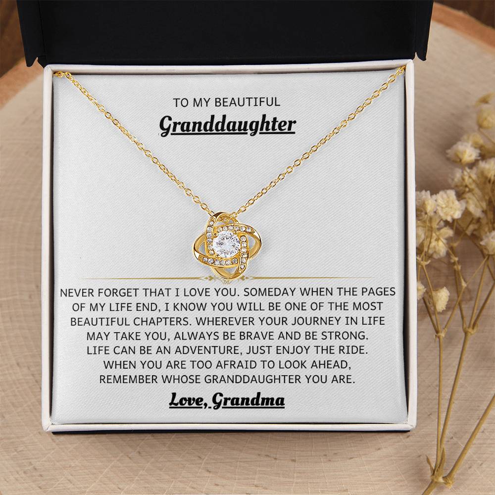 To My Granddaughter Necklace – Valentine Birthday Gift for Granddaughter from Grandma – Love Knot Necklace