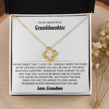To My Granddaughter Necklace – Valentine Birthday Gift for Granddaughter from Grandma – Love Knot Necklace