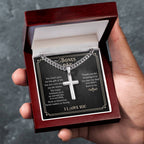 To My Bonus Dad - Artisan Cross with Cuban Link Chain Gift for Him