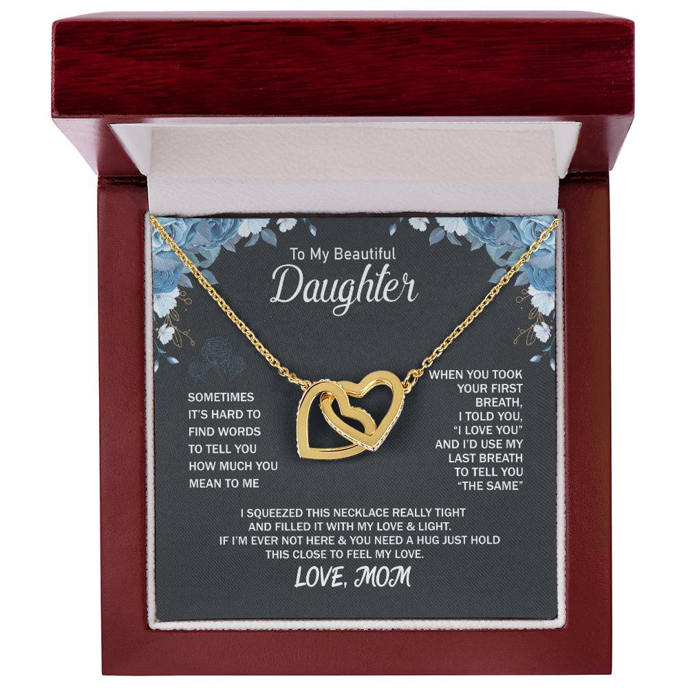 To My Daughter Necklace - Beautiful Jewelry for Christmas & Mother Daughter Love - Interlocking Hearts Necklace