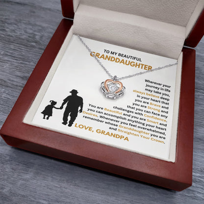 To My Granddaughter Necklace – Graduation & Christmas Gift from Grandpa – Crown Pendant Necklace