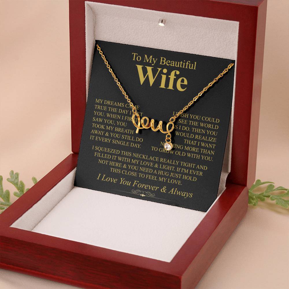 Perfect Gift for Wife - Meaningful Jewelry from Husband for Any Occasion Including Valentine’s Day - Scripted Love Necklace