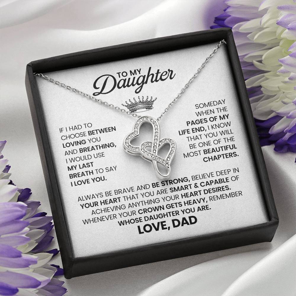 To My Daughter Necklace - Heartfelt Christmas Surprise from Daddy - Heart-to-heart Pendant Necklace