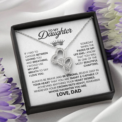 To My Daughter Necklace - Heartfelt Christmas Surprise from Daddy - Heart-to-heart Pendant Necklace