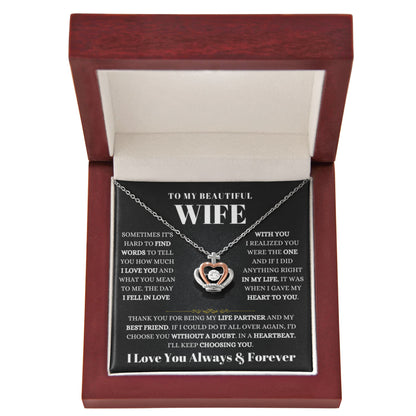 To My Wife Necklace - Soulmate Jewelry Gift from Husband for Birthday, Anniversary & Valentine’s Day - Crown Pendant Necklace