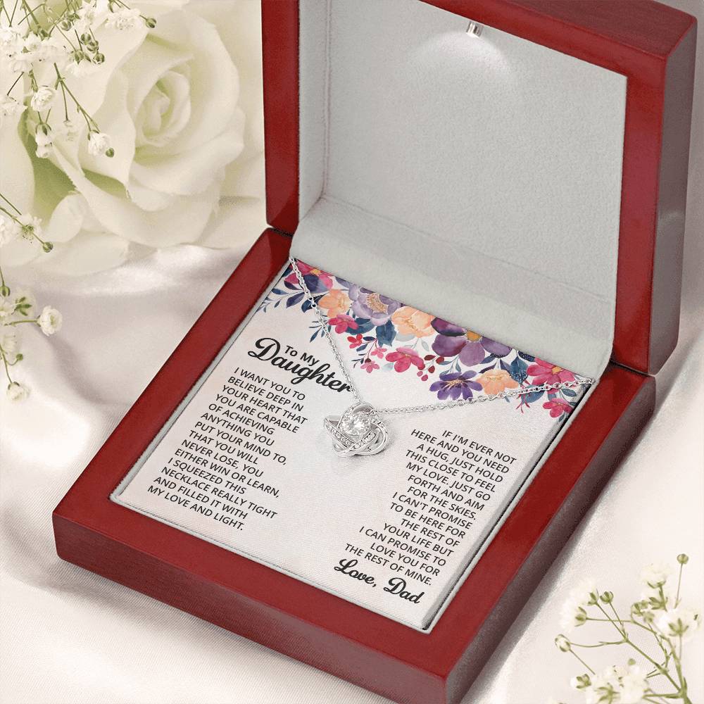 To My Daughter Necklace - Best Proud Dad Jewelry Gift for Daughter’s Special Days & Celebrations - Love Knot Necklace