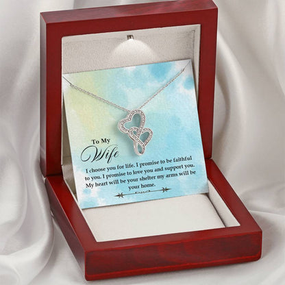 Special Gift for Wife - Romantic Jewelry from Husband for Valentine’s Day or Birthday - Heart-to-heart Pendant Necklace