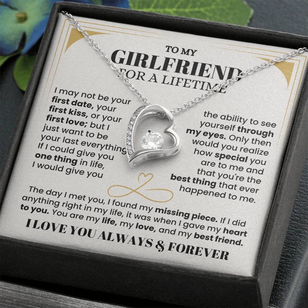 To My Girlfriend Necklace - Long Lasting Romantic Gift for Birthday, Sweet Surprises & Just Because Love - Forever Love Necklace
