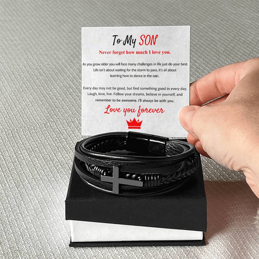 Holiday Gift for Son – Graduation, Birthday – Men’s Cross Bracelet