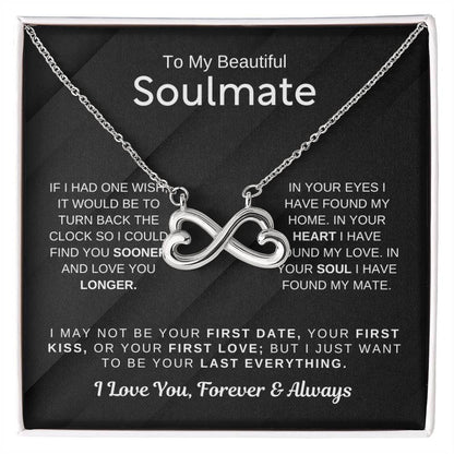 To My Beautiful Soulmate Necklace - Soulmate Gift for Her for Christmas & Everyday Love - Endless Love Necklace