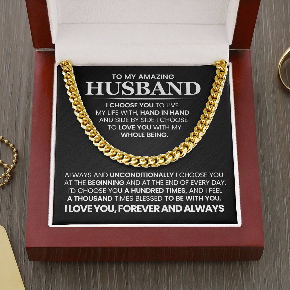 Gift for Husband from Wife - I Choose You - Cuban Link Chain