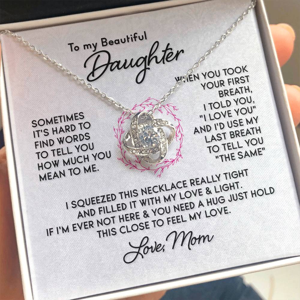 To My Daughter Necklace – Holiday Gift for Daughter Graduation from Mom – Love Knot Necklace