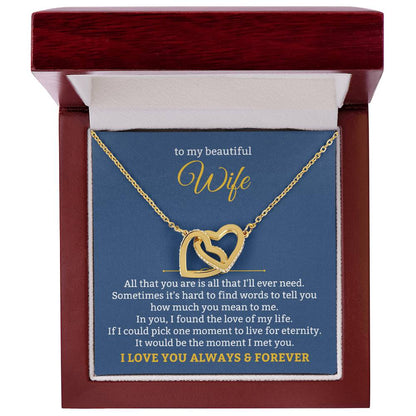 To My Wife Necklace - Romantic Jewelry for Valentine’s Day & Anniversaries - Interlocking Hearts Necklace