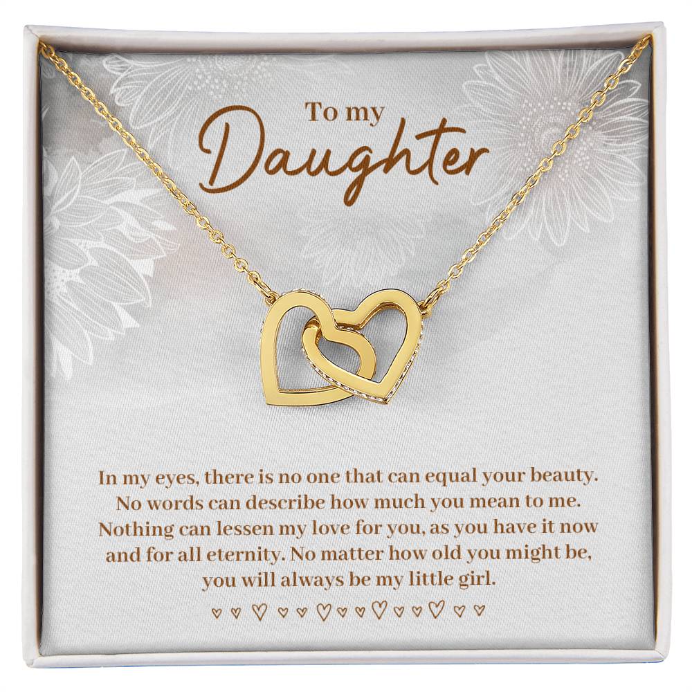 To My Daughter Necklace – Daughter Christmas Graduation Jewelry Gift – Interlocking Hearts Necklace