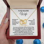 To My Wife Necklace - Sentimental Jewelry Gift from Husband for Birthday, Anniversary & Valentine’s Day - Interlocking Hearts Necklace