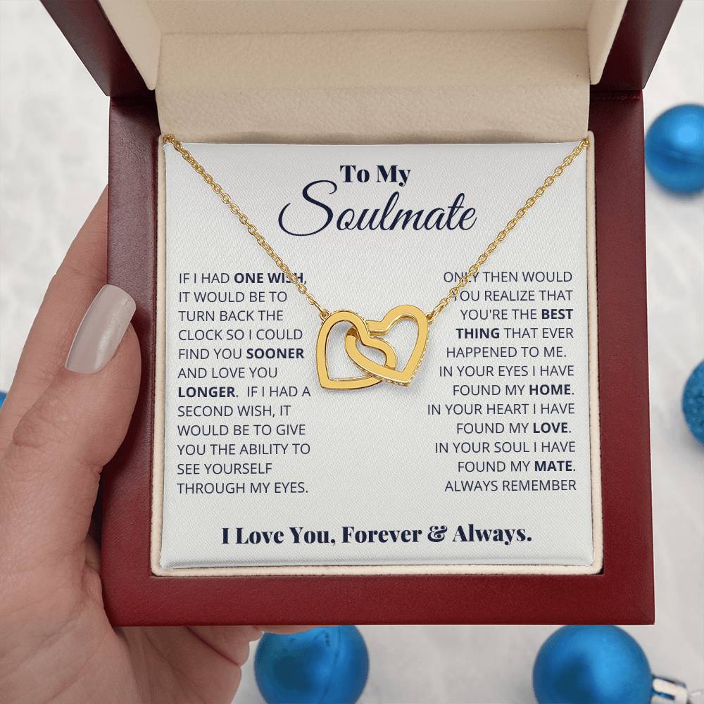 To My Soulmate Necklace - Best Gift for Soulmate for Valentine’s Day & Beyond - Interlocking Hearts Necklace
