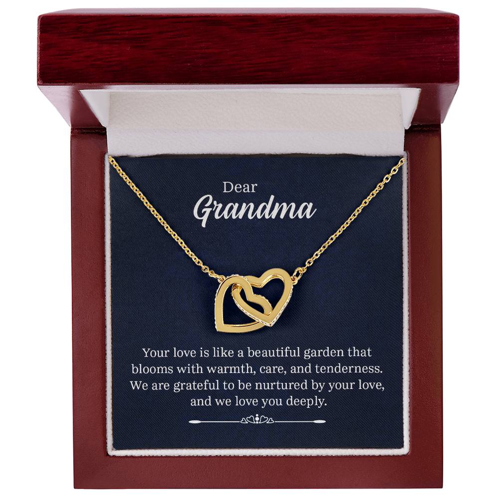 Dear Grandma - Your love is like a beautiful garden - Grandma Gift - Interlocking Hearts Necklace