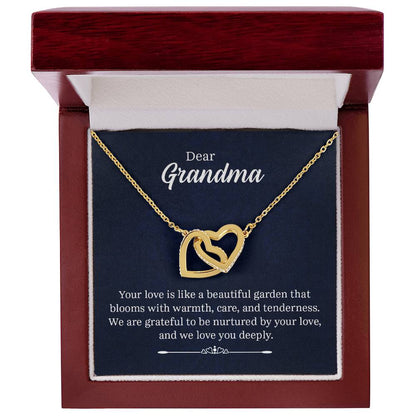 Dear Grandma - Your love is like a beautiful garden - Grandma Gift - Interlocking Hearts Necklace