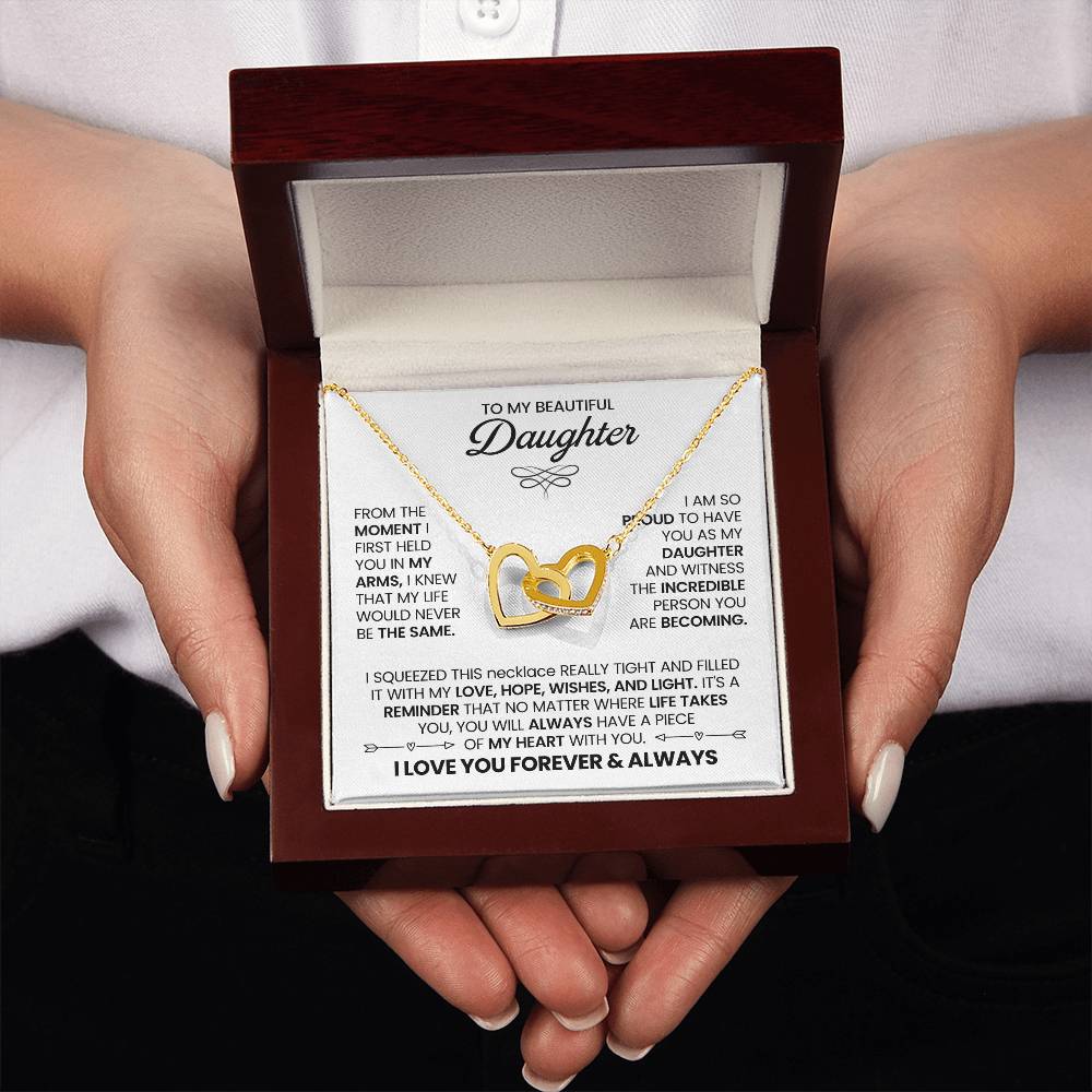 Birthday Gift for Daughter - Interlocking Hearts Necklace for Her