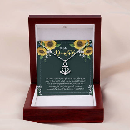 To My Daughter Necklace – Daughter Christmas Graduation Jewelry Gift – Anchor Pendant Necklace