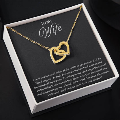 To My Wife Necklace - Thoughtful Gift from Husband to Wife - Interlocking Hearts Necklace