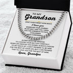 To My Grandson Necklace – Grandson Gift from Grandpa – Cuban Link Chain