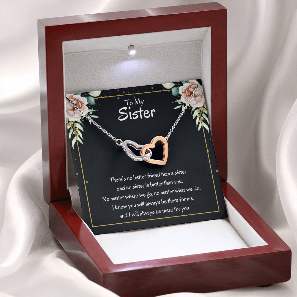 Present for Sister - There's no better friend than a sister - Interlocking Hearts Necklace