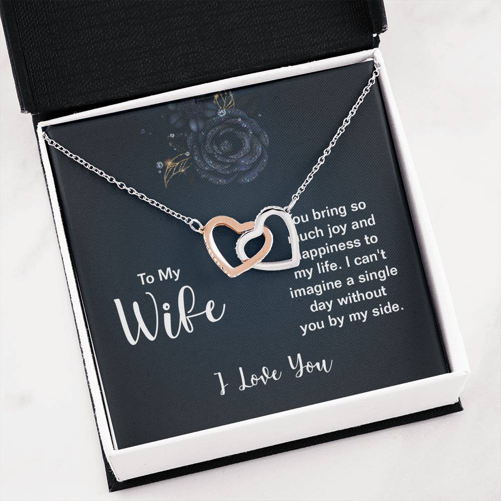 To My Wife Necklace - Sweet Emotional Gift for Wife from Husband on Birthday, Anniversary & Valentine’s Day - Interlocking Hearts Necklace