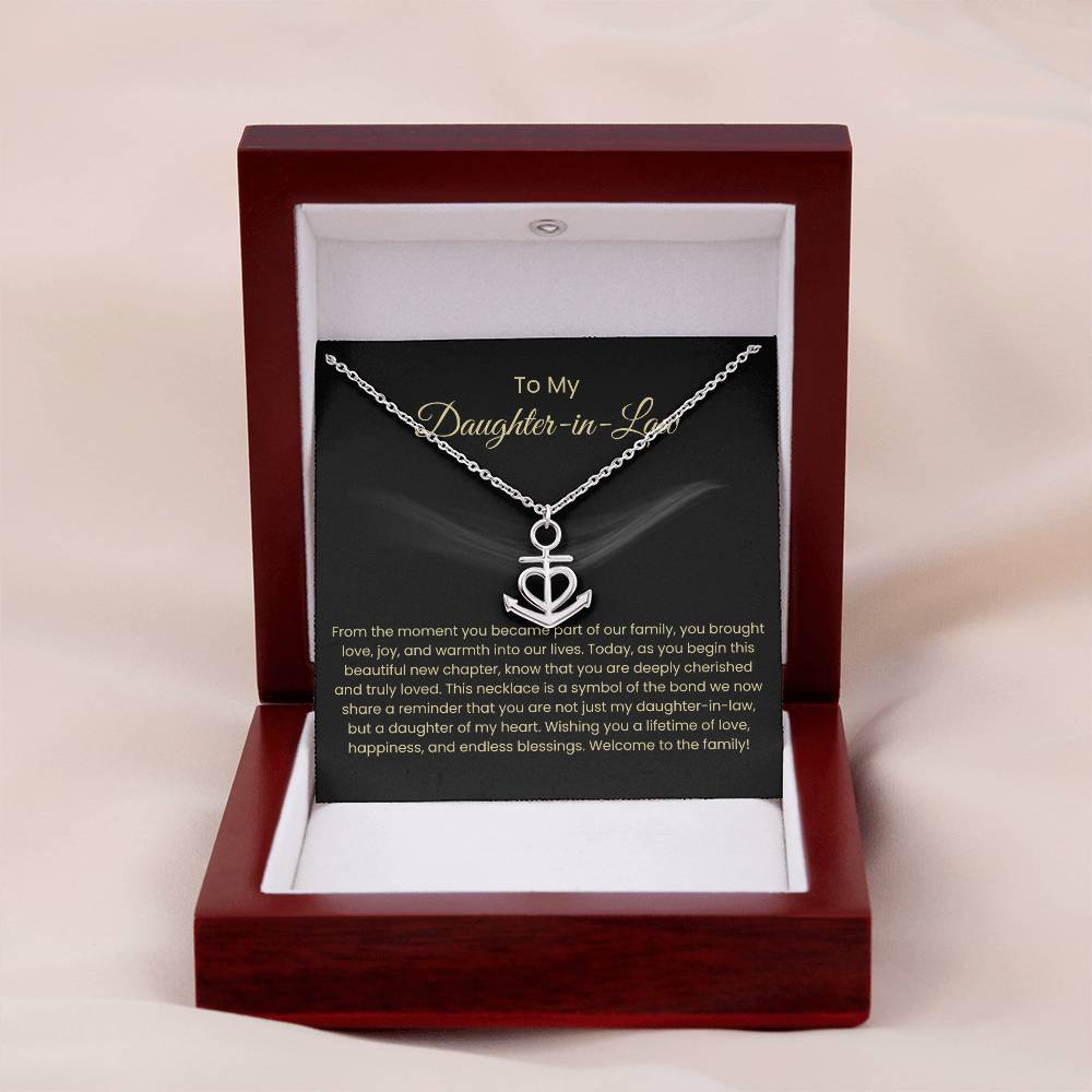 To My Daughter In Law - Anchor Pendant Necklace - Gift for Bonus Daughter
