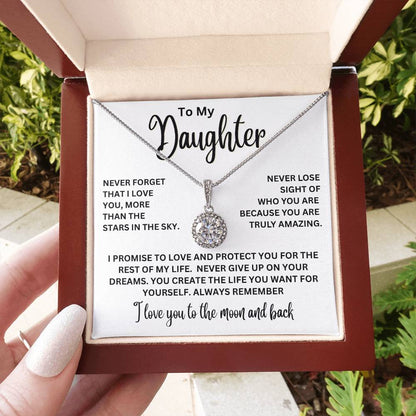 To My Daughter Necklace - I love you to the mom and back - Eternal Hope Necklace Gift for Daughter