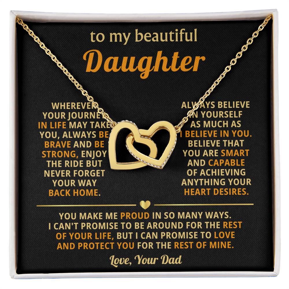 To My Daughter Necklace - You make me proud in so many ways - Daughter Present from Dad - Interlocking Hearts Necklace