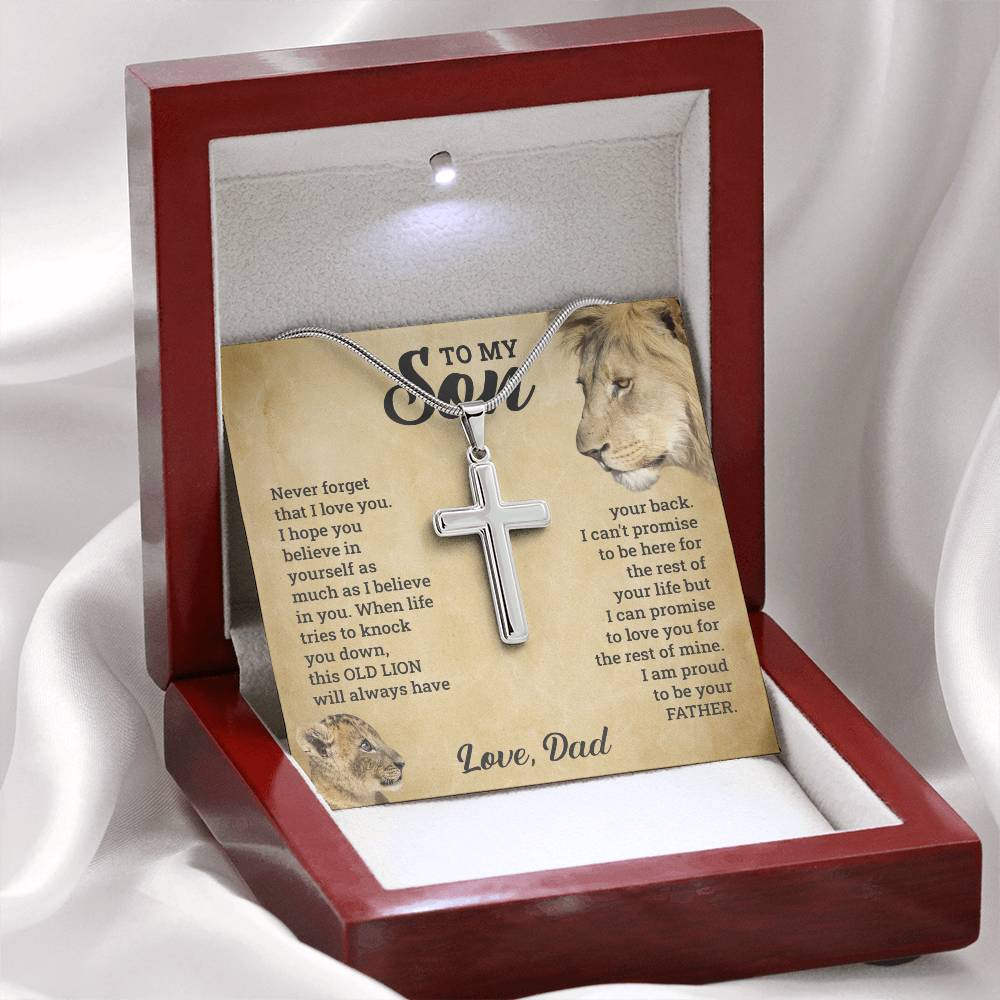 To My Son - Gift for Son from Dad - I can promise to love you for the rest of mine - Artisan Cross Necklace