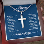 To My Grandson - Always remember how much I love you - Artisan Cross Necklace from Grandpa