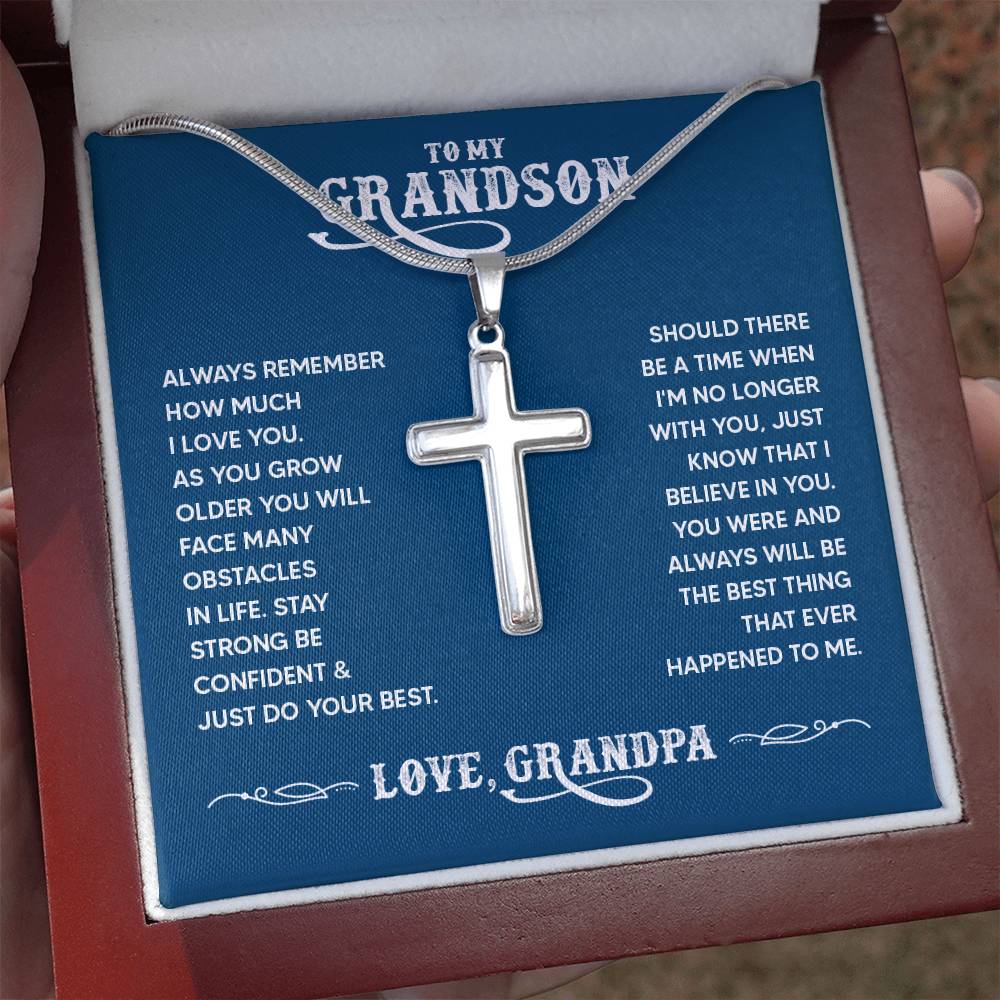 To My Grandson - Always remember how much I love you - Artisan Cross Necklace from Grandpa