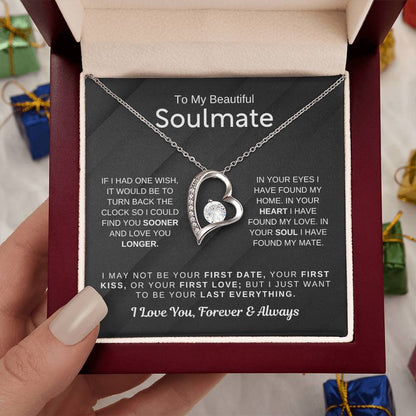 To My Beautiful Soulmate Necklace - Romantic Gift for Her for Christmas & Love Celebrations - Forever Love Necklace