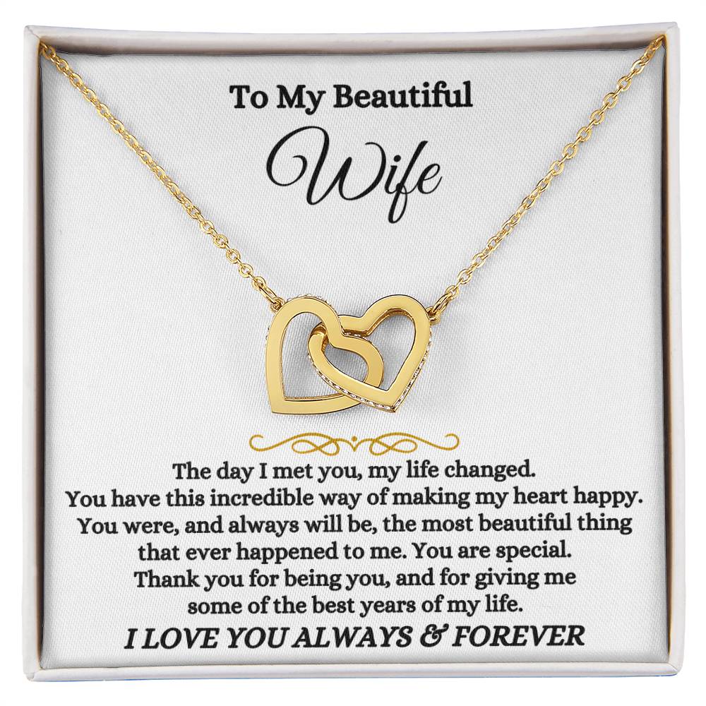 To My Wife Necklace - Meaningful Gift from Husband for Valentine’s Day - Interlocking Hearts Necklace