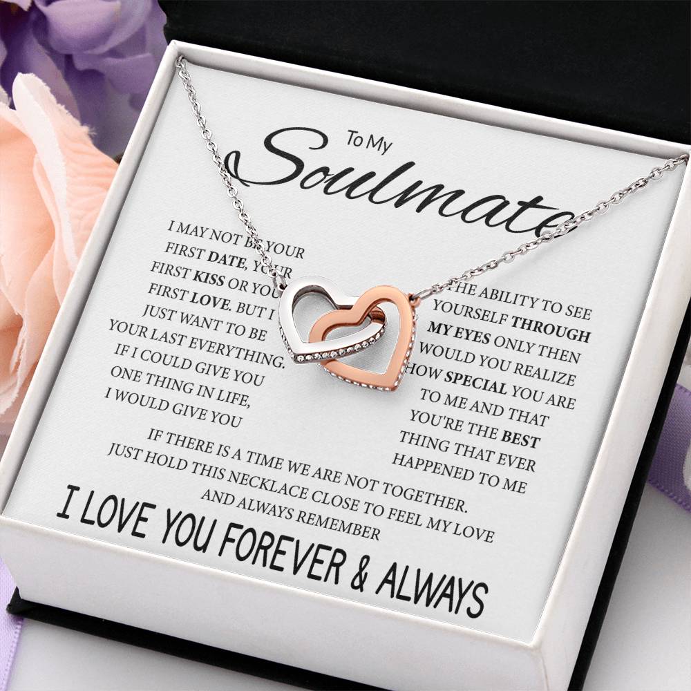 To My Soulmate Necklace - Best Soulmate Gift for Valentine’s Day & Everyday Romance - Interlocking Hearts Necklace
